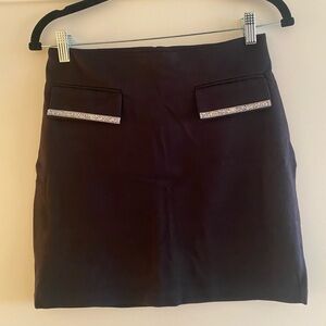 Elegant Black Skirt with Rhinestone Accents. Size 0.